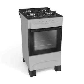 Fogão 4 Bocas Mueller com Mesa de Vidro Bivolt Titânio - MFV4BB