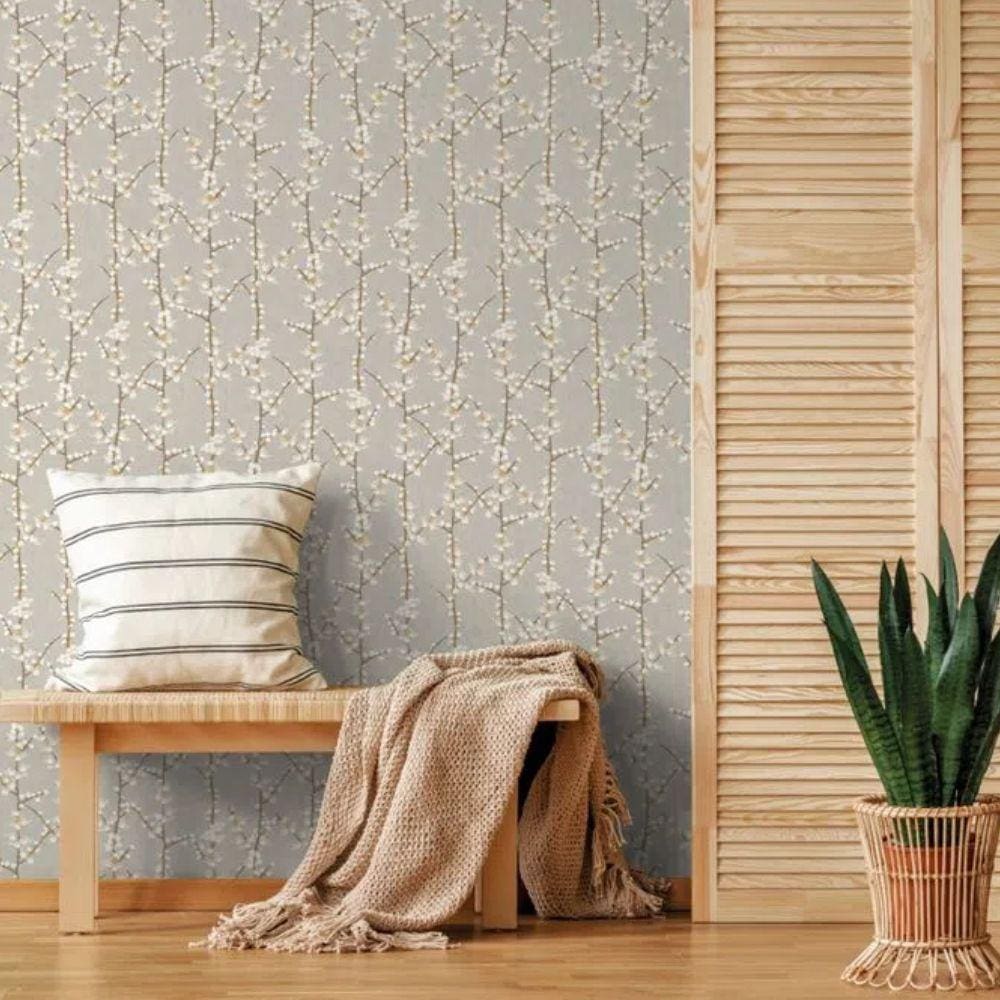 Papel de Parede Hana Floral Cinza 1904-2