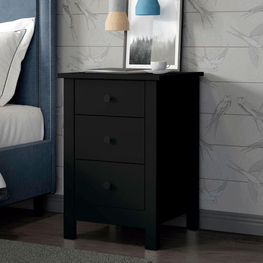 Mesa de Cabeceira Ditália 3 Gavetas DM-113 Preto