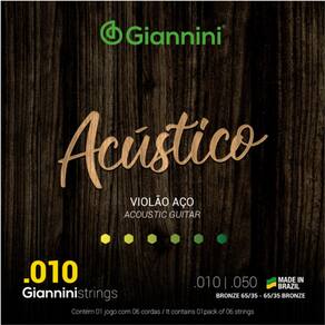 Encordoamento Giannini Geswam Violao Bronze 65/35 0.010