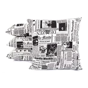 Kit 4 Capas de Almofadas 45x45cm Estampa Jornal