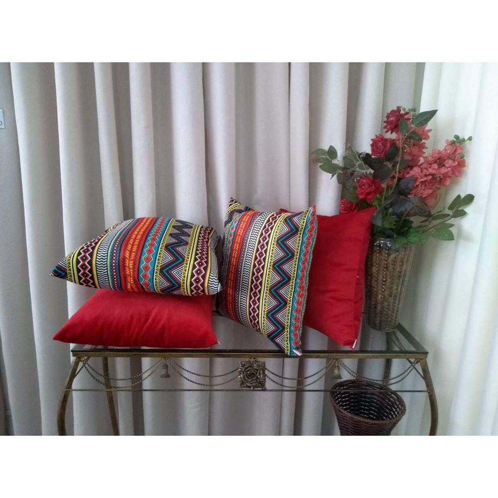 Kit 4 Capas de Almofadas 45x45cm Gorgurinho Indiano/Oxford Vermelho