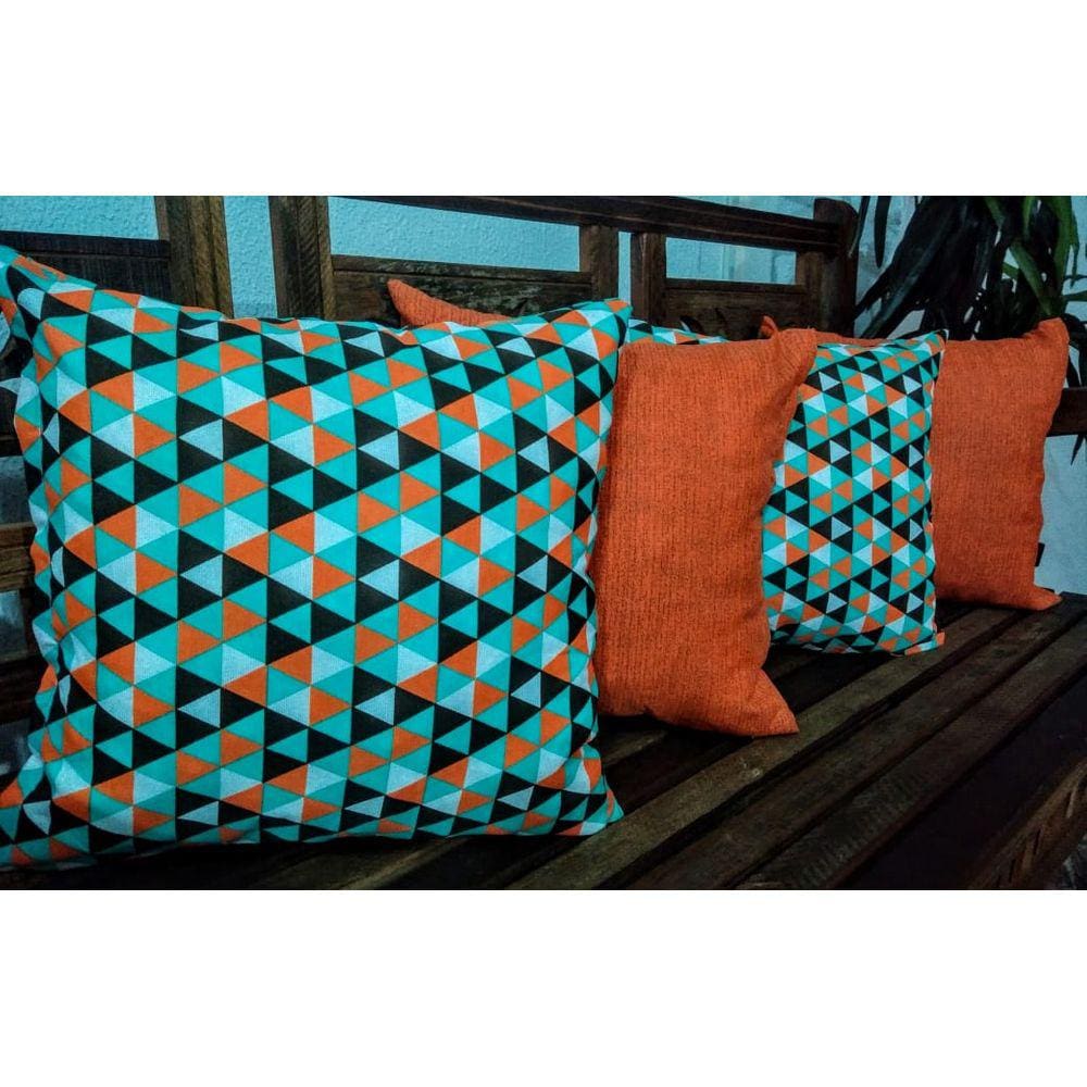 Kit 4 Capas de Almofadas 45x45cm Gorgurinho Triângulos/Oxford Laranja