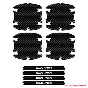 Jogo Adesivo Protetor Maçaneta Carro Audi Sport Resinado Preto Carbon Preto