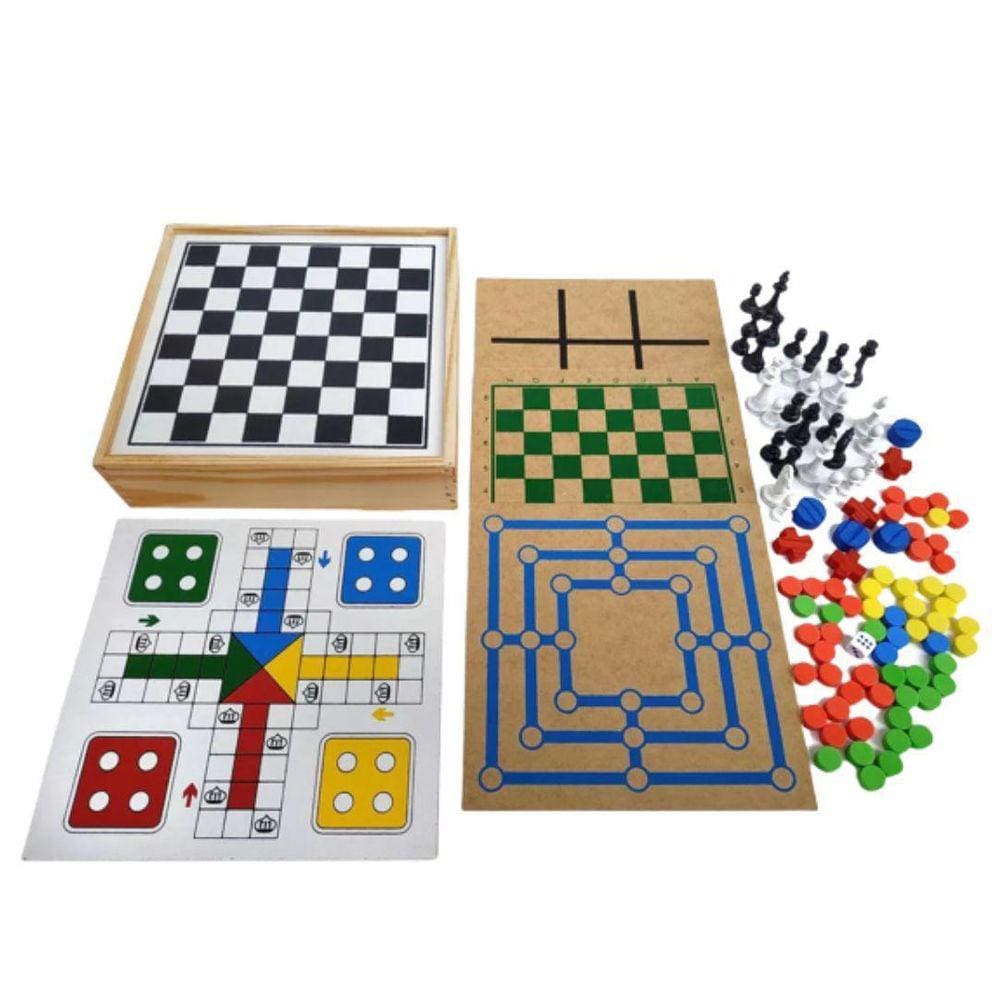 Jogo De Dama E Trilha Tabuleiro Plastico 24cm