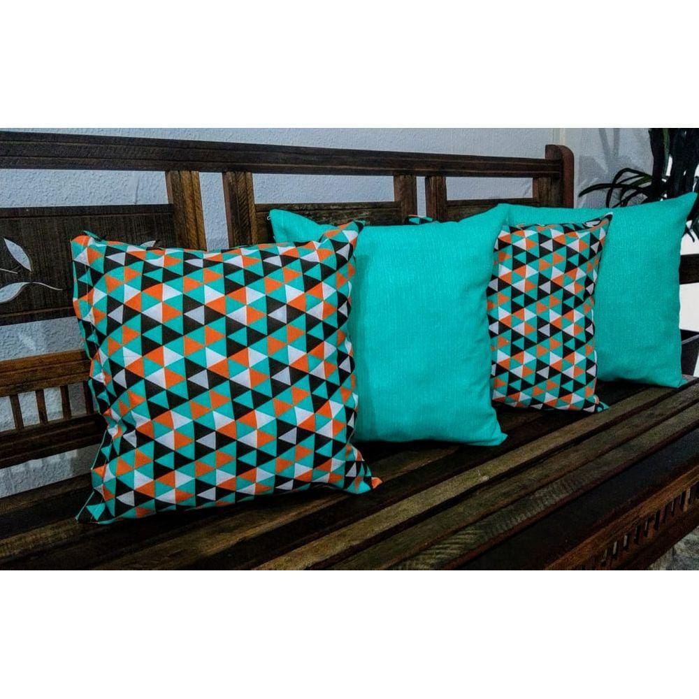 Kit 4 Capas de Almofadas 45x45cm Gorgurinho Triângulos/Oxford Thiffany
