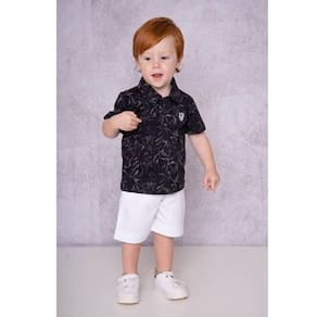 Conjunto polo manga curta bermuda sarja Passagem Secreta