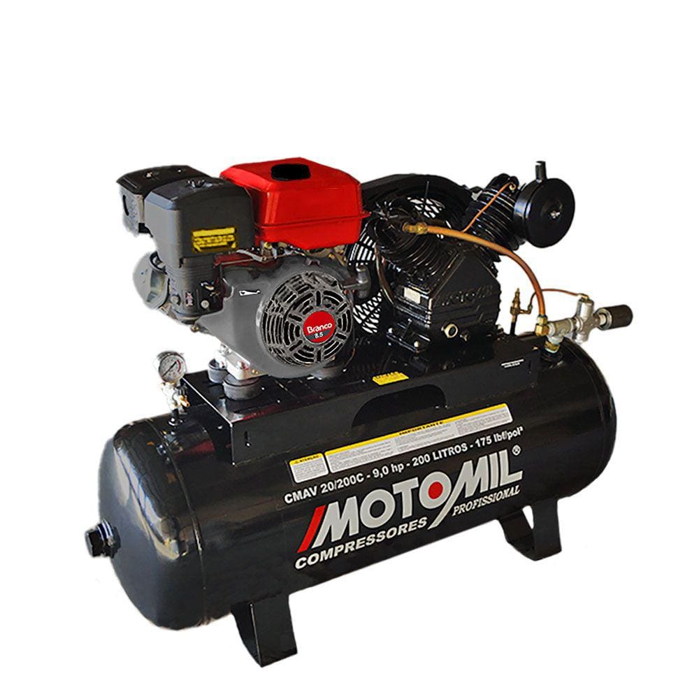 Compressor de Ar a Gasolina 20 Pés 8,5hp 200 Litros com Motor