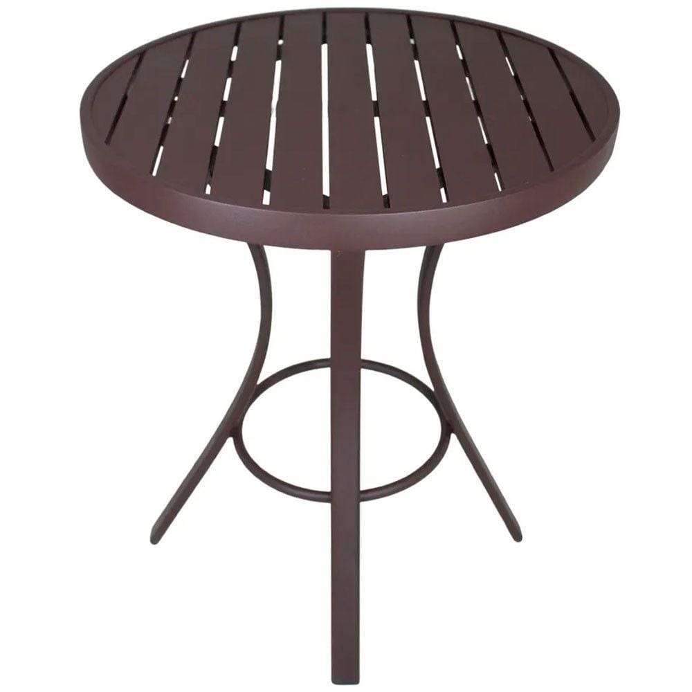 Mesa de Centro Emily com Tampo Ripado em Alumínio para Área, Jardim, Edícula, Piscina e Decoração Trama