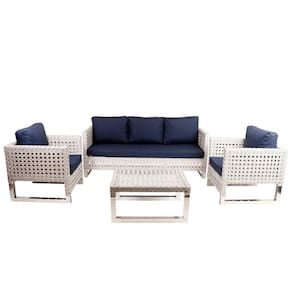 Conjunto de Poltronas e Sofá 3 Lugares Itália em Alumínio para Área, Sala, Edícula, Jardim e Piscina Trama