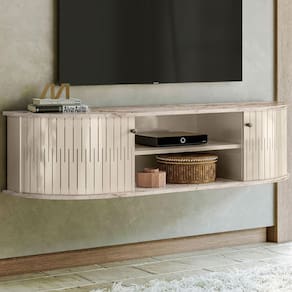 Rack para TV Até 60 Polegadas Suspenso Modena 2 Portas Calacata/Off White - Madetec