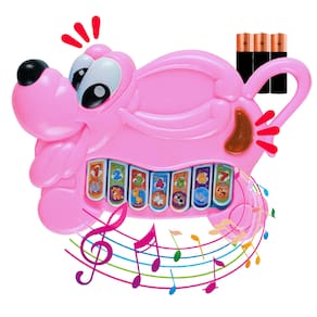 Piano Teclado Musical Vaquinha Infantil Brinquedo Bebe Luz Som Bichinhos Fazenda