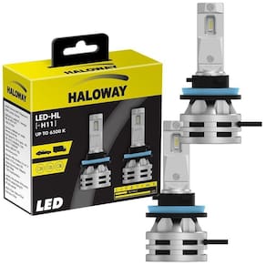 Par Lâmpada Haloway LED H11 Luz Branca Fria 12V 12,5W 6500K