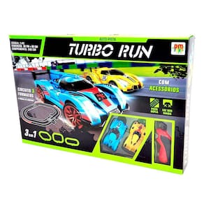 Pista de Corrida com Carrinhos - Auto Pista Turbo Run - 3 Formatos - DM Toys