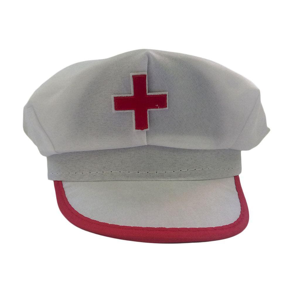 Quepe Enfermeira Adulto Branco e Vermelho