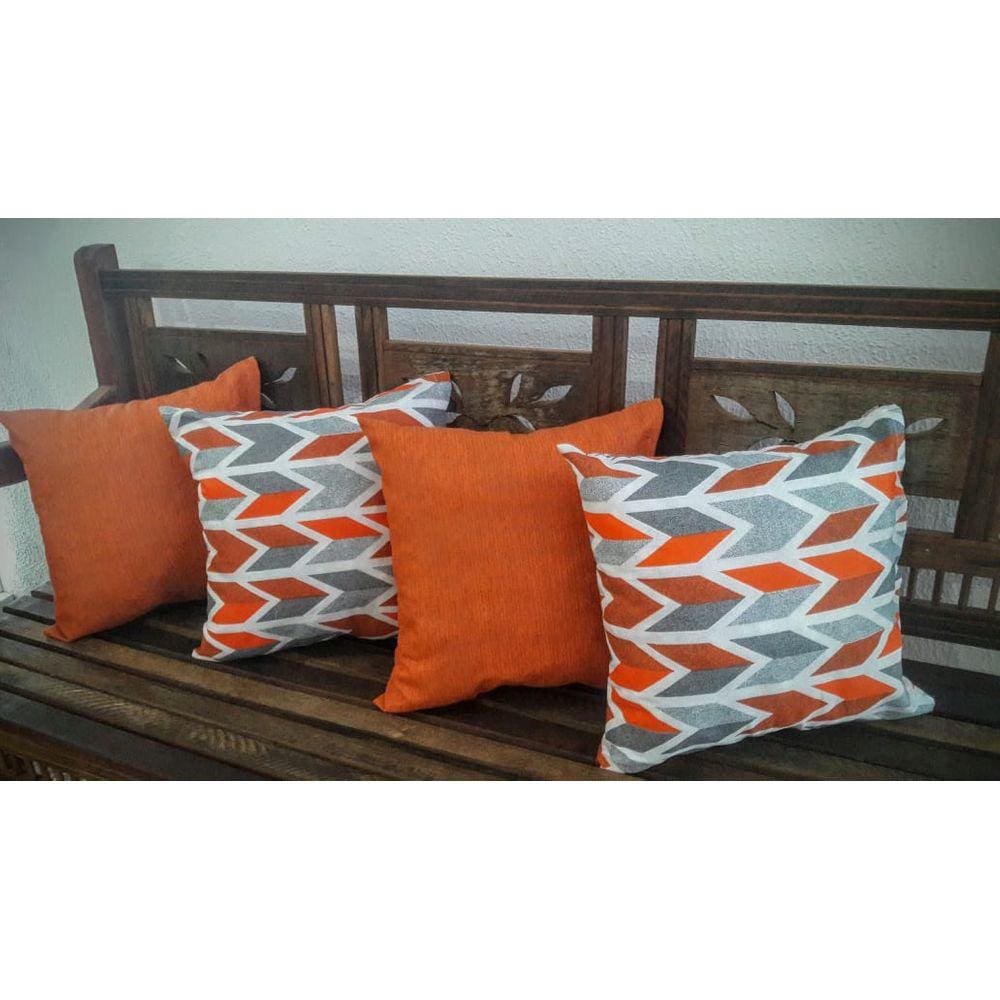 Kit 4 Capas de Almofadas 45x45cm Gorgurinho Geométrico/Oxford Laranja