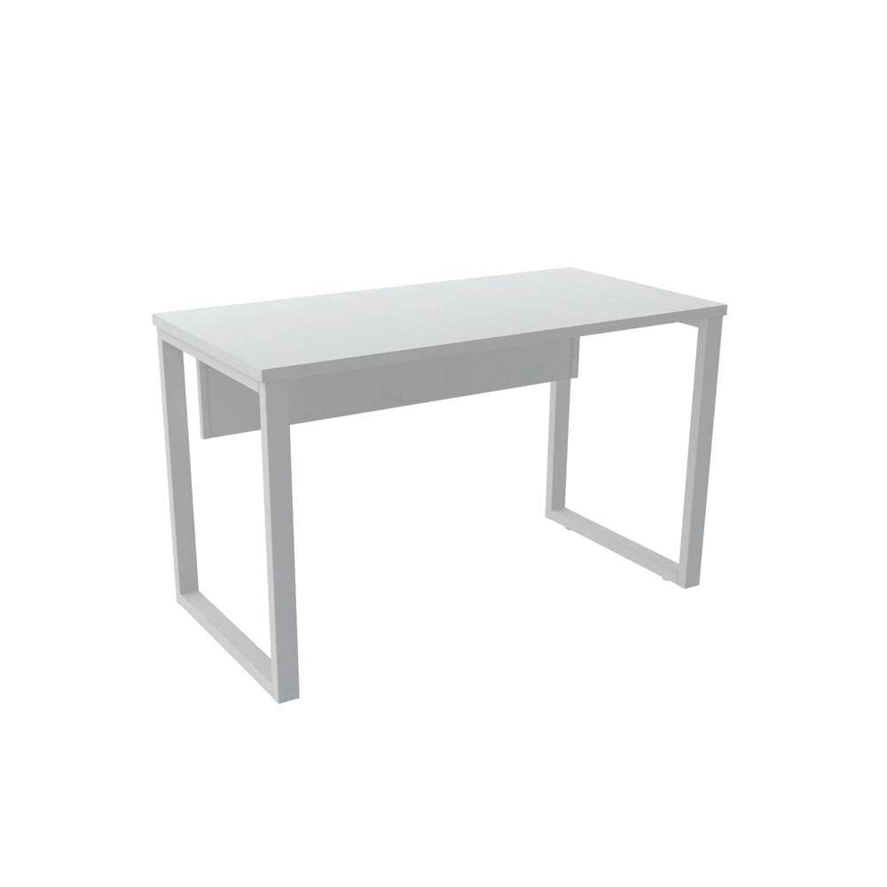 Mesa de Escritório Pé Tubular PE25 em MDP 150 x 70 cm Branca com Base Branca