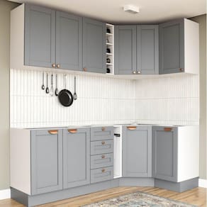 Cozinha Modulada 8 Peças sem Tampo Arizona CabeCasa MadeiraMadeira Cinza/Branco