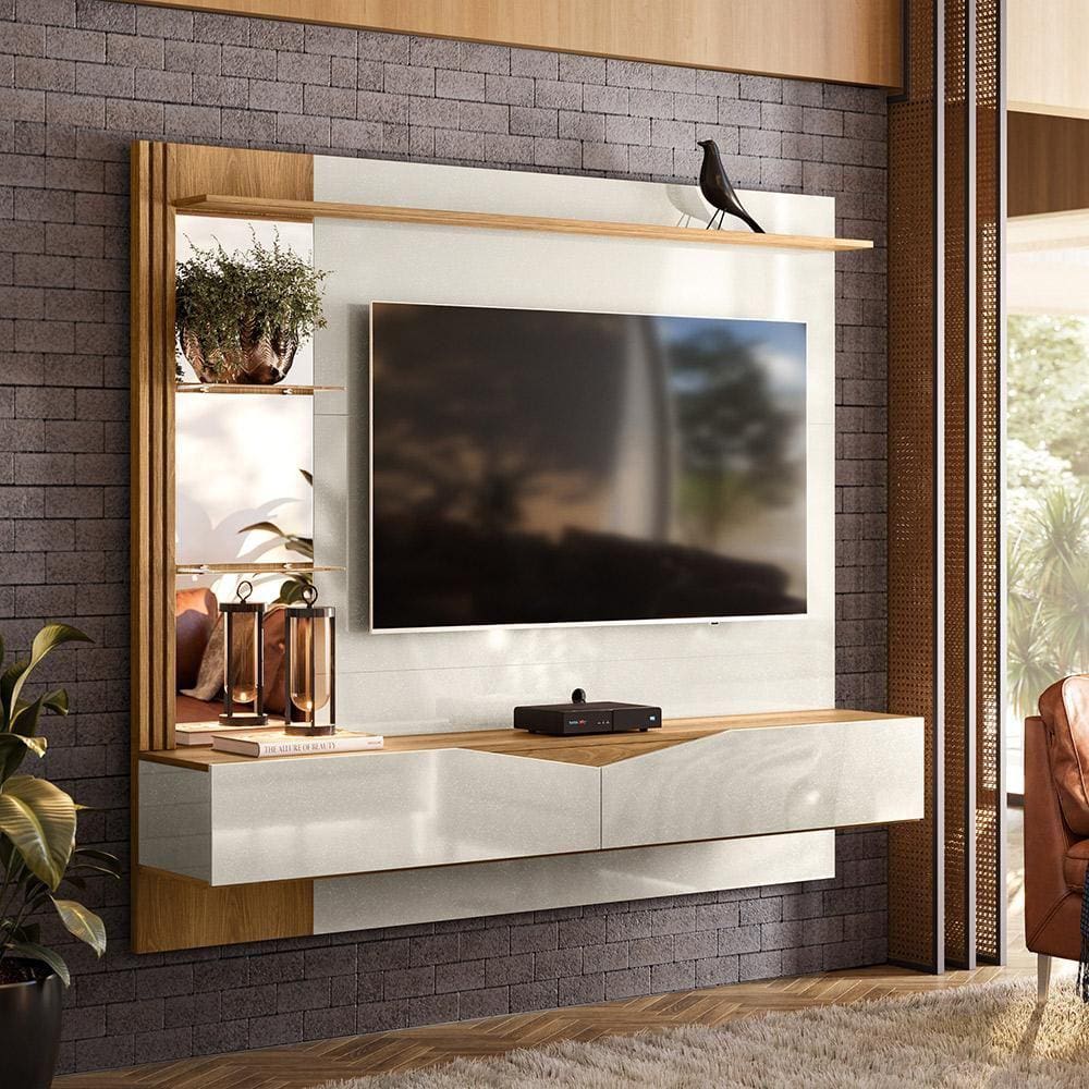 Painel para TV até 60`` Freijó Com Off White Perolizado Vegas Intense - Movelove