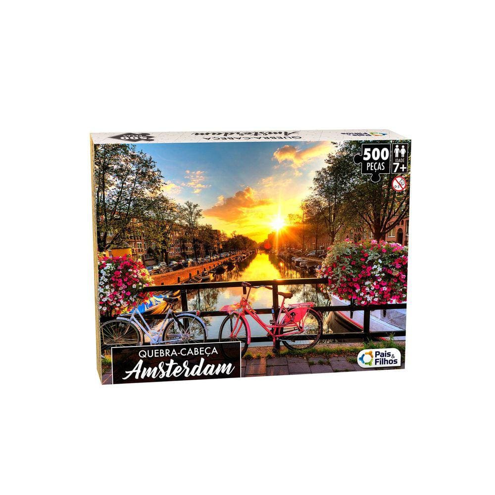 Quebra Cabeça Colorido Tematico Amsterdam Premium Presente