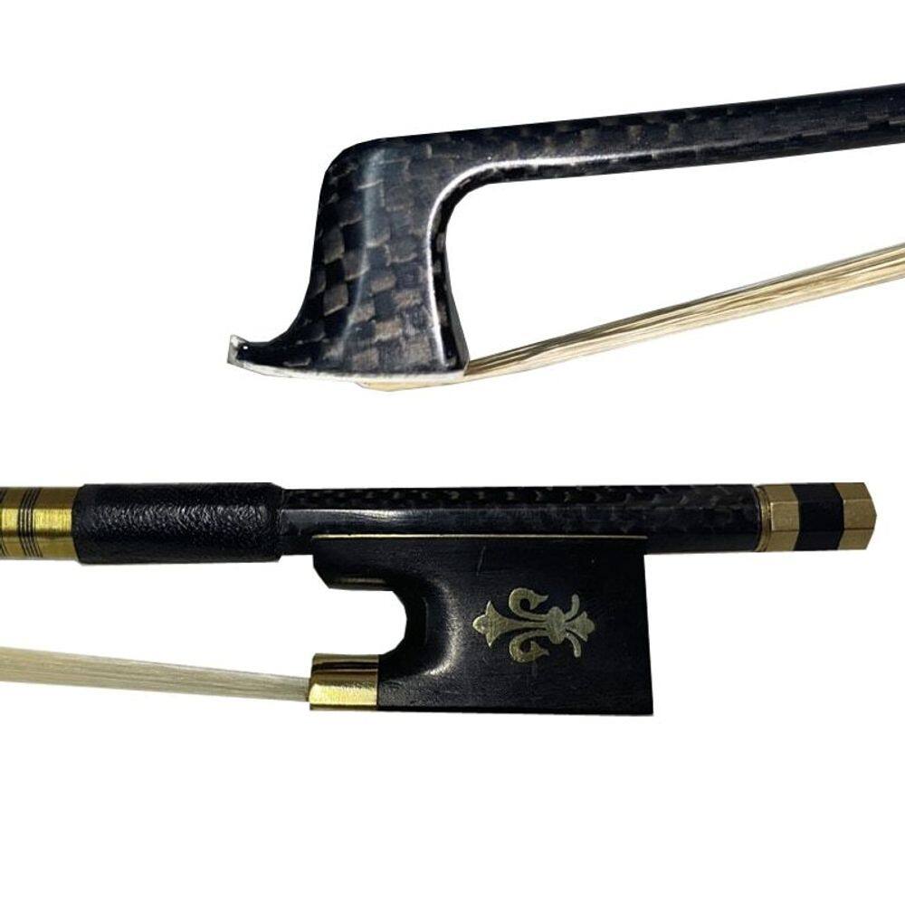 Arco Per Violino 4/4 In Fibra Di Carbonio - Con Nasetto In Ebano E Piastrina Madreperla