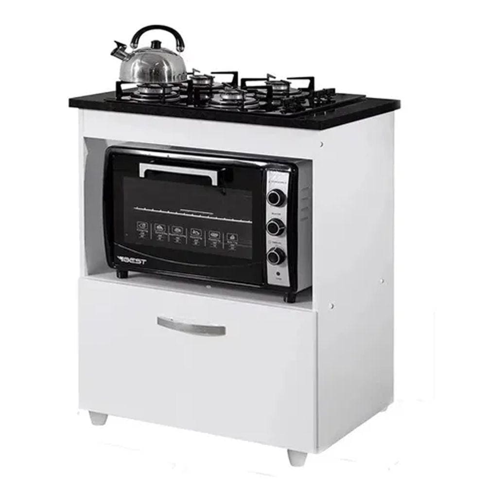 Balcão Cooktop 1 Porta Cristal Branco