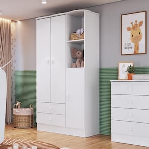 Guarda Roupa de Bebê 3 Portas 2 Gavetas Branco
