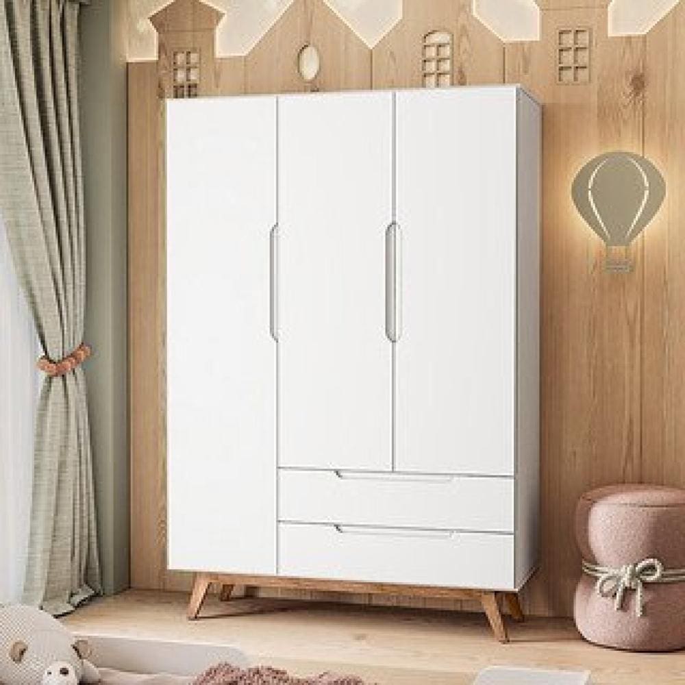 Guarda Roupa Infantil Retrô 3 Portas Alpi Branco
