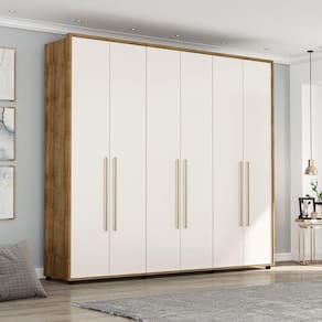 Guarda Roupa Casal 6 Portas 6 Gavetas Coimbra Freijó/Off White
