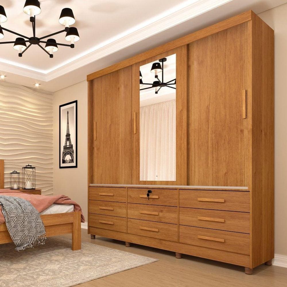 Guarda Roupa Casal 3 Portas 9 Gavetas Chicago Tcil Móveis Cinamomo