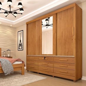 Guarda Roupa Casal 3 Portas 9 Gavetas Chicago Tcil Móveis Cinamomo