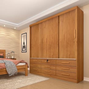 Guarda Roupa Casal 3 Portas 9 Gavetas Chicago Tcil Móveis Cinamomo
