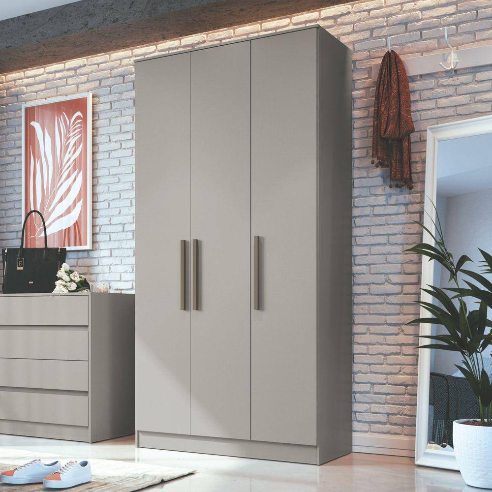 Guarda Roupa 3 Portas 2 Gavetas Urban Móveis Castro NIQUEL/NIQUEL