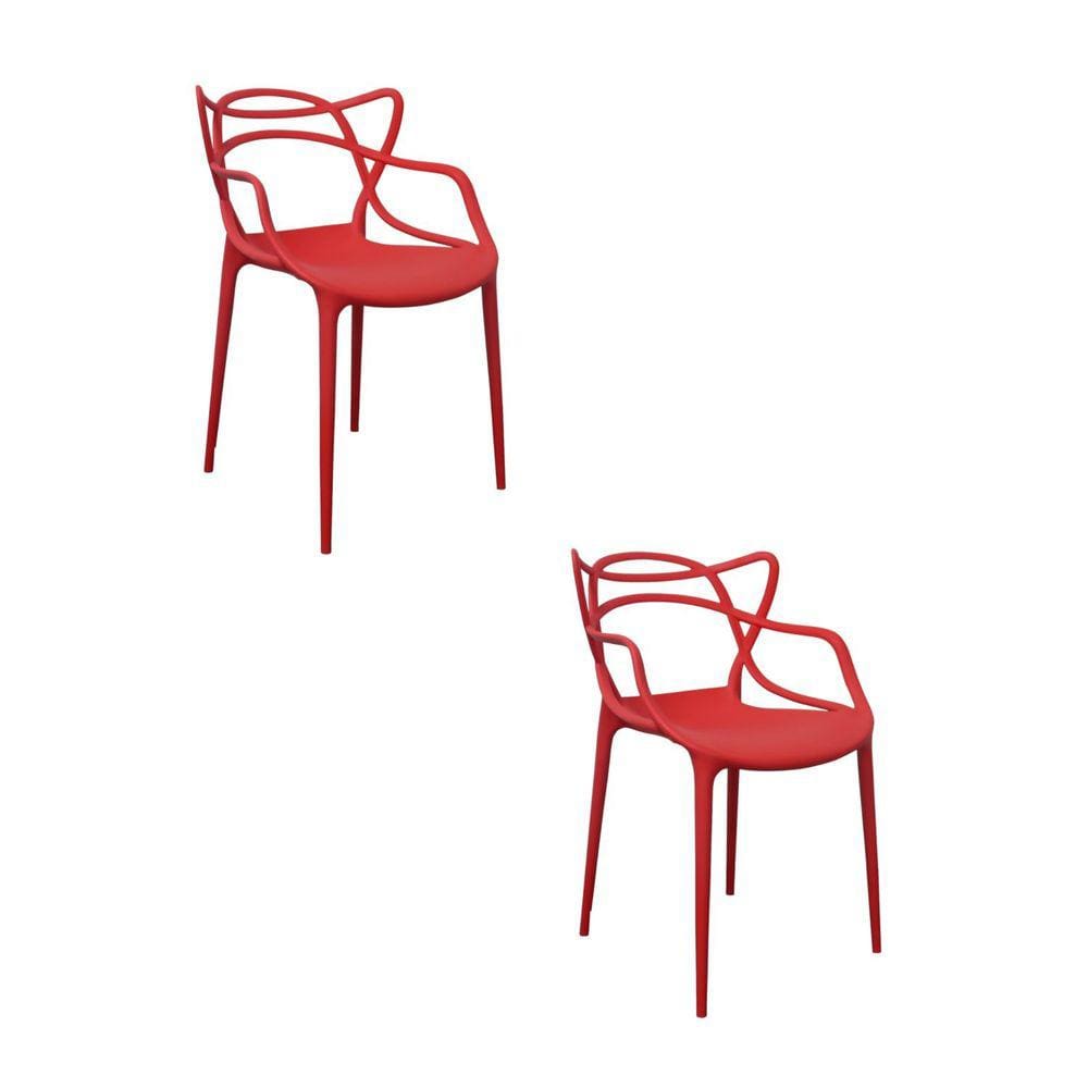 Kit 2 Cadeiras Polipropileno Aviv Fratini Vermelho