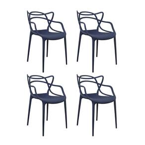 Kit 4 Cadeiras Polipropileno Aviv Fratini Azul Marinho