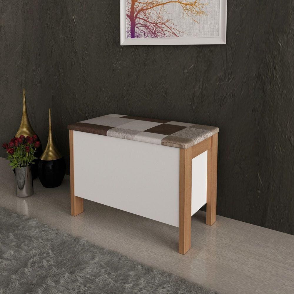 Puff Baú AZ1013 Tecno Mobili Amêndoa/Branco