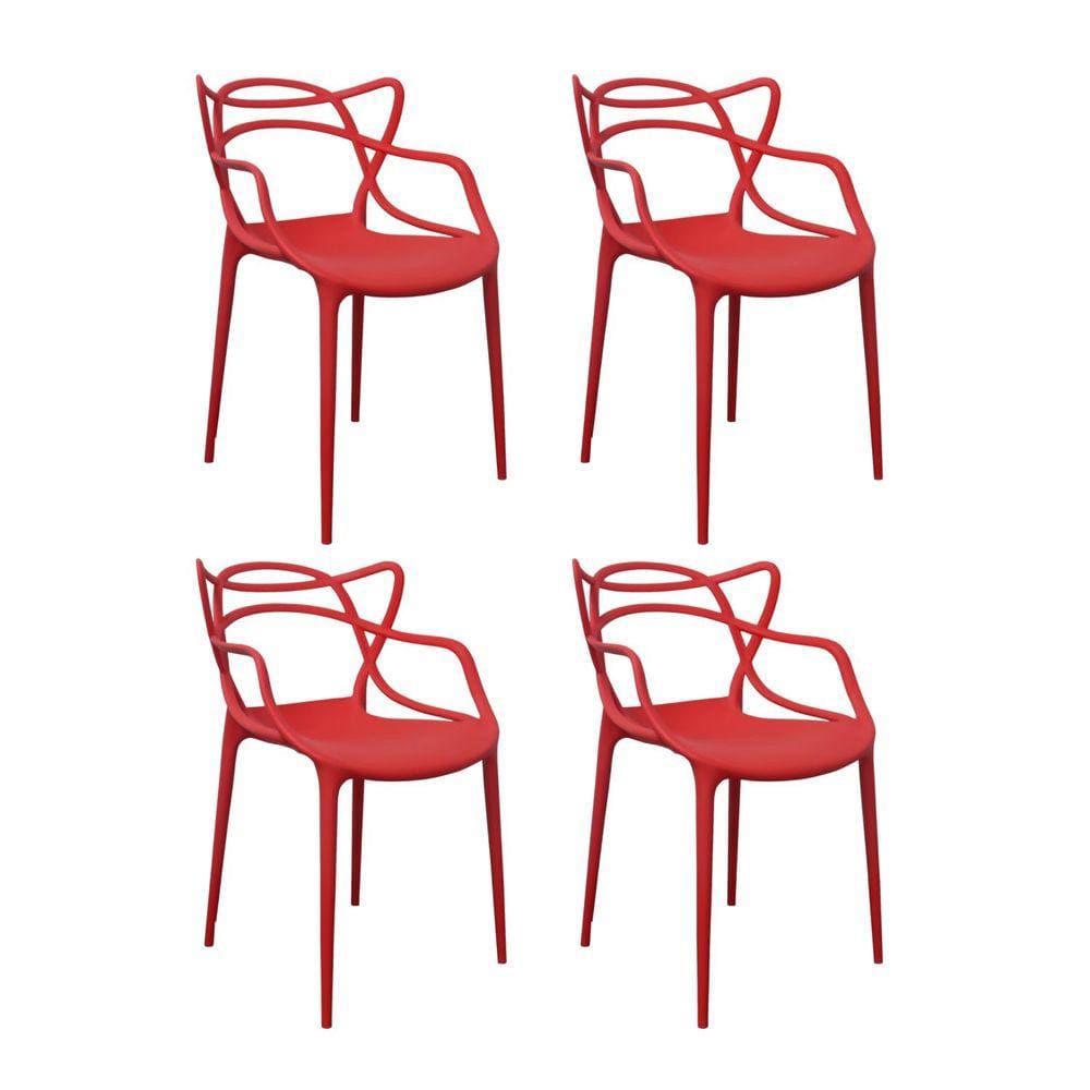 Kit 4 Cadeiras Polipropileno Aviv Fratini Vermelho