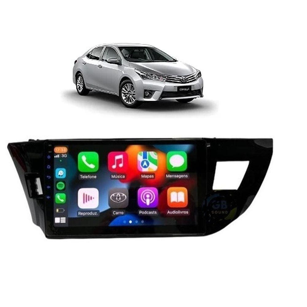 Kit Multimídia Corolla 2015 até 2017 CarPlay AndroidAuto 9 Pol USB BT FM
