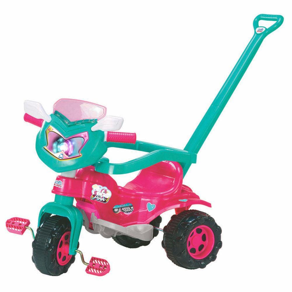 Triciclo Infantil c/Empurrador Tico-Tico Uni Rosa Magic Toys