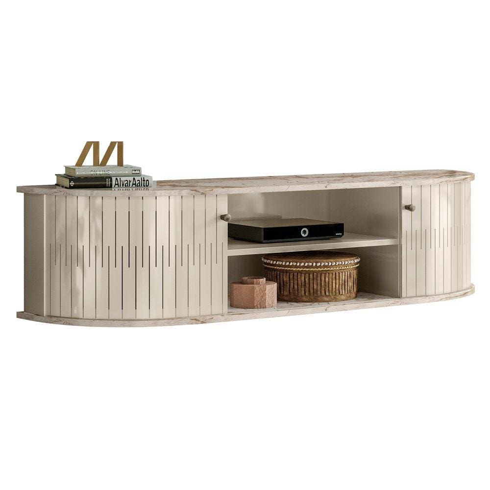 Rack Bancada para TV 60 Pol Suspenso 136cm Helena M01 Calacata/Off White - Mpozenato