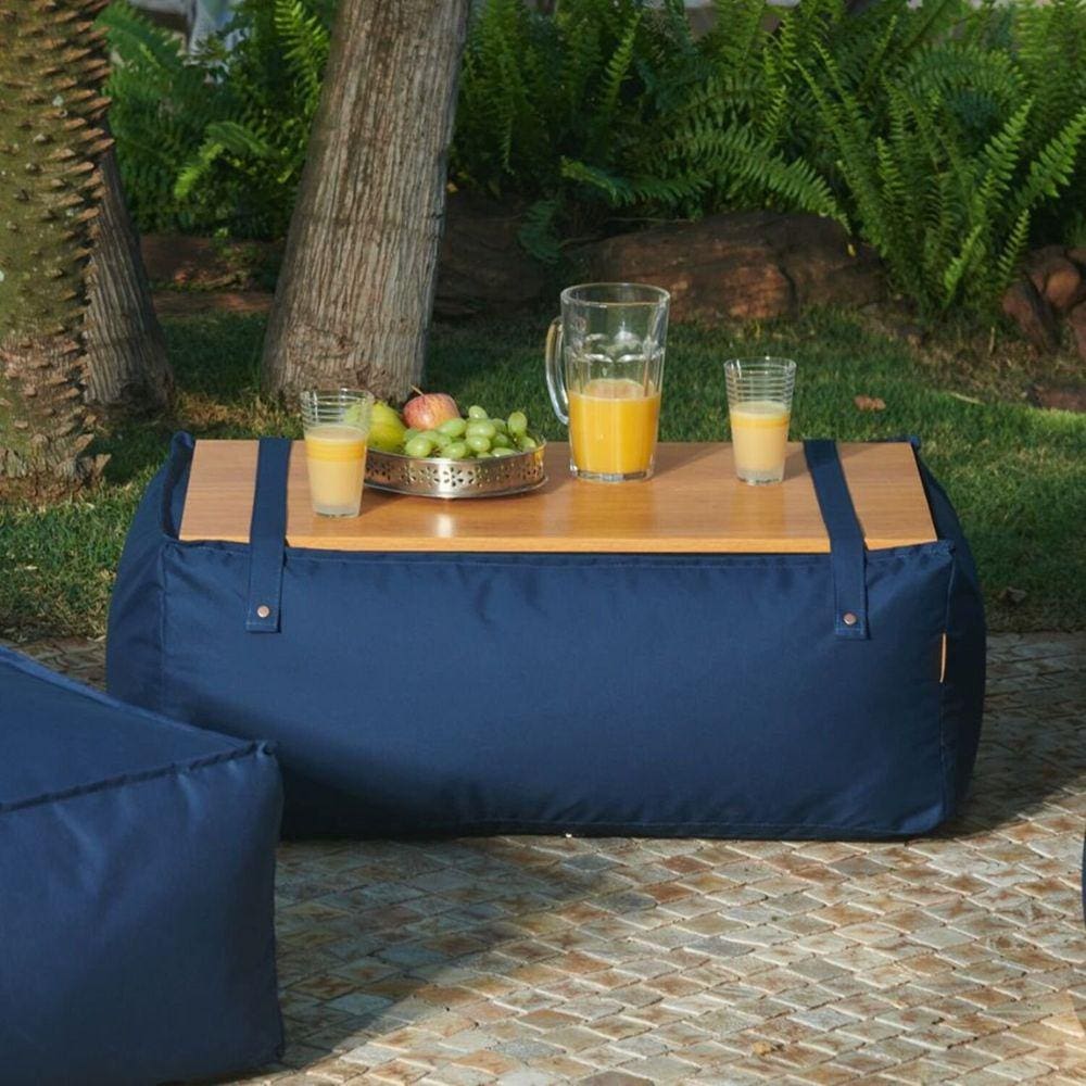 Puff em Outdoor com Tampo Trancoso Azul Marinho