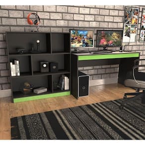 Conjunto Escritório Gamer Escrivaninha 120cm com Estante 6 Nichos B28 Nova Mobile