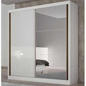 Guarda Roupa Solteiro com Espelho 2 Portas 3 Gavetas Toronto Novo Horizonte Branco