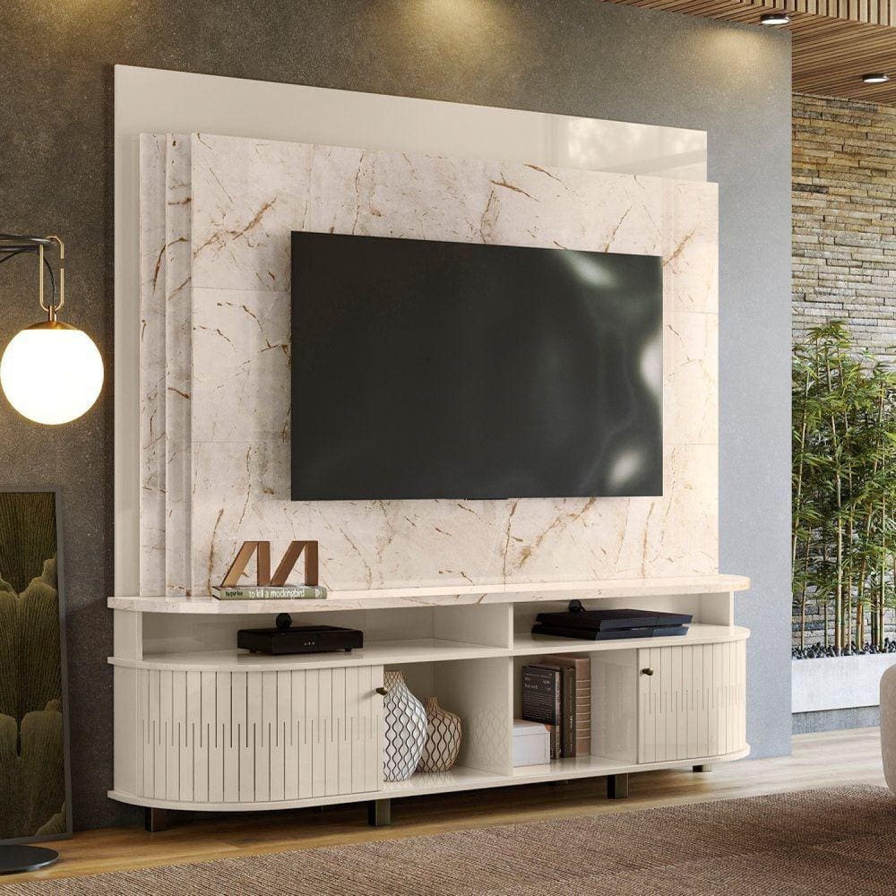 Estante Home para TV até 65 Polegadas Daytona Calacata/Off White