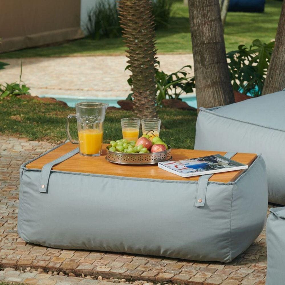 Puff em Outdoor com Tampo Trancoso Cinza
