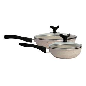 Jogo Frigideiras Branca Antiaderente Marmorizada 16 e 24cm