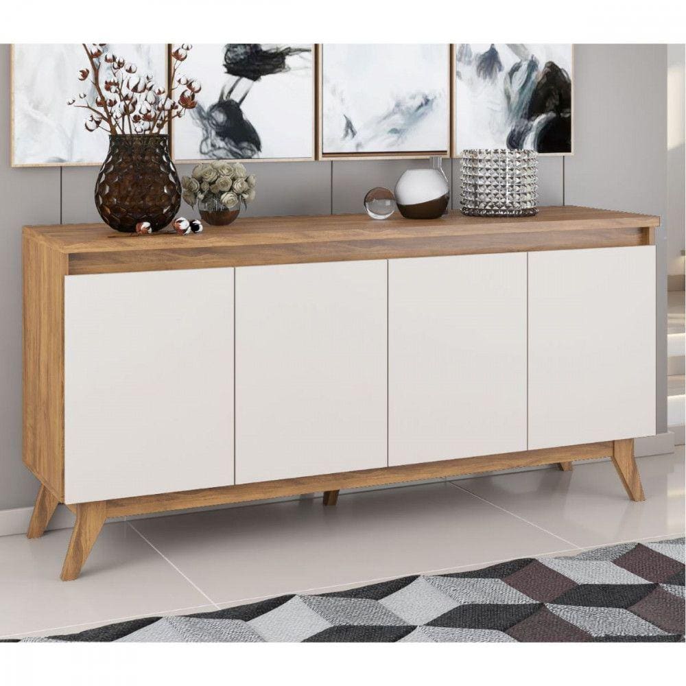 Aparador Buffet Filipe 4 Portas Imbuia Off White Viero