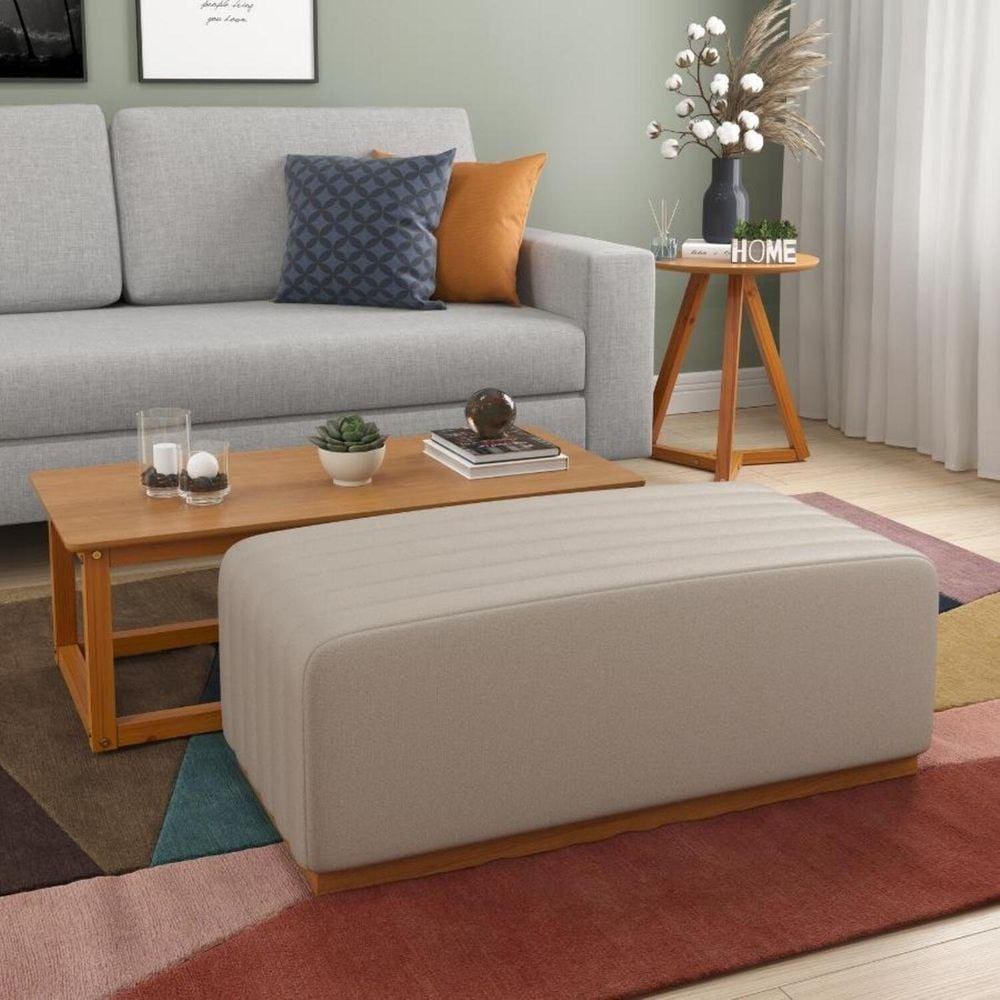 Puff em Linho York Areia