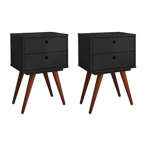 conjunto com 2 mesas de cabeceira retrô plus 4 gv preto