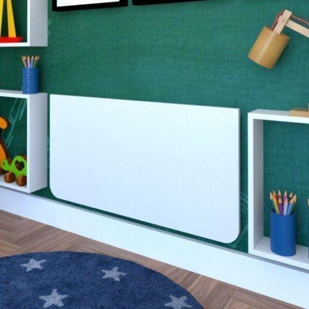 Mesa Infantil Dobrável 80cm Canto Arredondado Branco